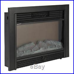 28.5 Embedded Fireplace Electric Insert Heater Glass View Log Flame Remote Hom