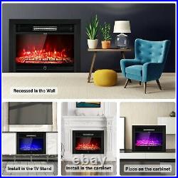 28.5 Fireplace Electric Embedded Insert Heater Glass Log 3 Flame Color Remote
