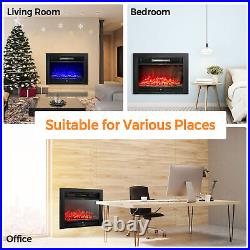 28.5 Fireplace Electric Embedded Insert Heater Glass Log Flame Remote