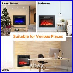 28.5'' Fireplace Electric Embedded Insert Heater Glass Log Flame Remote
