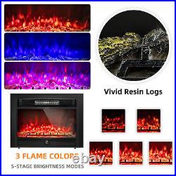 28.5 Fireplace Electric Embedded Insert Heater Glass Log Flame Remote