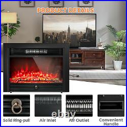 28.5 Fireplace Electric Embedded Insert Heater Glass Log Flame Remote