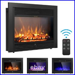 28.5 Fireplace Electric Embedded Insert Heater Glass Logo MultiColor Flame Home