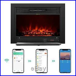 28.5 Insert Electric Fireplace Wall Mount Heater Flame Log Freestanding Remote