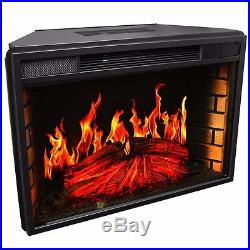 28 Black Electric Firebox Fireplace Heater Insert flat Glass Panel With Remote