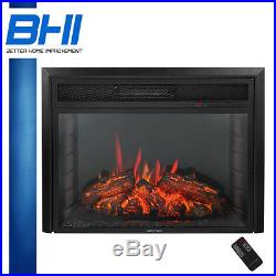 28 Electric Firebox Fireplace Insert Room LED Heater Log Tempered Glass 5200BTU