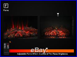 28 Electric Firebox Fireplace Insert Room LED Heater Log Tempered Glass 5200BTU