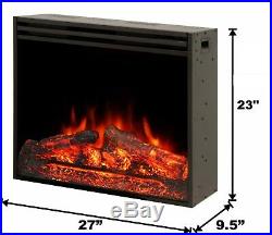28 Electric Firebox Insert with Fan Heater and Glowing Logs for Fireplace