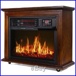28 Electric Fireplace Flame 3D Firebox Embedded Insert Heater with Caster Wheel