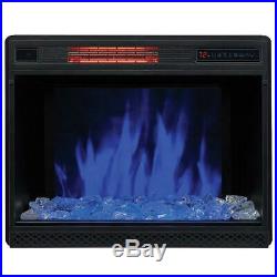 28 Electric Fireplace Insert Heater Glass Log 3Mode Multi Flame Remote Control