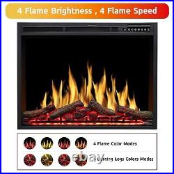 28 Electric Fireplace Insert Heaters Adjuatble Flame Color with Remote 750/1500W