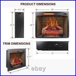 28 Electric Fireplace Insert Touch Panel Heater withOverheat Protection /Trim Kit