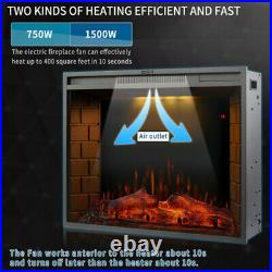 28 Embedded Fireplace Electric Insert Heater Glass View Log Flame Remote Home