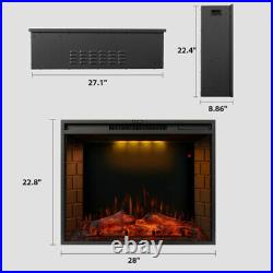 28 Embedded Fireplace Electric Insert Heater Glass View Log Flame Remote Home
