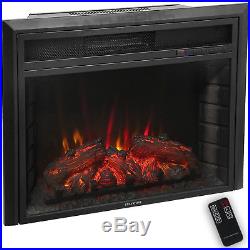 28'' Embedded Insert Free Stand Fireplace Heater Box Log Wood Flame Remote Glass