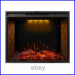 28 Fireplace Electric Embedded Insert Heater Glass Log Flame Color Remote 1500W