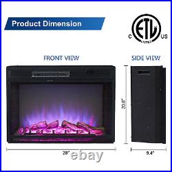 28 Fireplace Electric Embedded Insert Heater Glass Log Flame Remote WiFI ETL