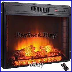 28 Freestanding Insert Tempered Glass Electric Fireplace Heater Stove with Remote