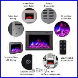 28 Inch Electric Fireplace Black Insert Heater Wall Mounted with Remote Control