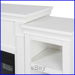 28-Inch Electric Fireplace Mantel Insert Heater with Bookcases, White