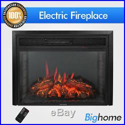 28 Tempered Glass Electric Fireplace Heat Freestanding / Insert Remote LED Bulb