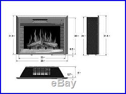 28 Tempered Glass Electric Fireplace Heat Freestanding / Insert Remote LED Bulb
