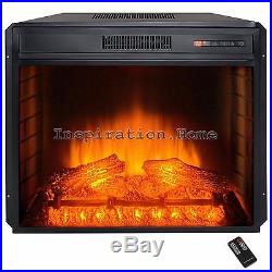 28 Tempered Glass Freestanding Electric Insert Fireplace Heater Stove with Remote