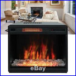 28inch3D Electric Fireplace Insert Heater Glass Log Flame With Remote Control CE