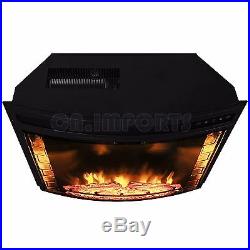 29 Black Electric Firebox Fireplace Heater Insert Curve Glass Panel With Remote