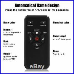 30Fireplace Electric Embedded Insert Heater Glass Log Flame With Remote control