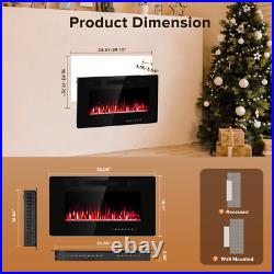 30 1500W Electric Fireplace, Recessed Wall Mounted Fireplace Insert, Linear Fir