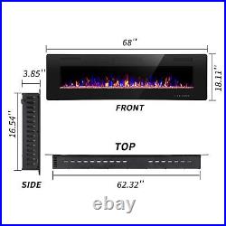 30''- 68'' Electric Fireplace Wall Mounted Recessed Heater Inset Heater Electric