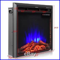 30 750-1500W Embedded Fireplace Electric Insert Heater Log Flame Black 5100BTU