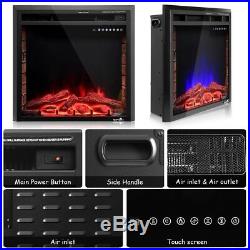 30 750-1500W Home Embedded Fireplace Electric Insert Heater Log Flame Black US