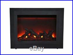 30 Deep Insert Electric Fireplace withBlack Steel Surround and Overlay