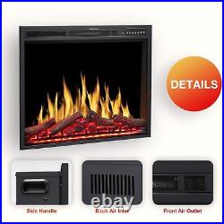 30 Electric Fireplace Insert Heaters Adjuatble Flame Color with Remote 750/1500W