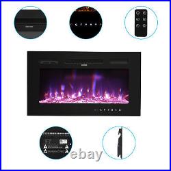 30 Electric Fireplace Wall Mounted Insert Heater Remote Control 12-Colors FlaTJ