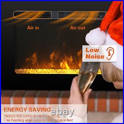 30 Inch Recessed and Wall Mounted Electric Fireplace, Low Noise Insert Electric