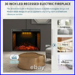 30'' Recessed / Wall Mount Fireplace Electric Insert Heater Multicolor Top Light