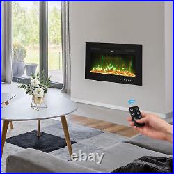 30 Recessed Wall Mounted Electric Fireplace Insert Heater Remote LED FlameSleo