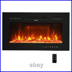 30 Recessed Wall Mounted Electric Fireplace Insert Heater Remote LED FlameSluv