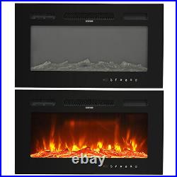 30 Recessed Wall Mounted Electric Fireplace Insert Heater Remote LED Flame
