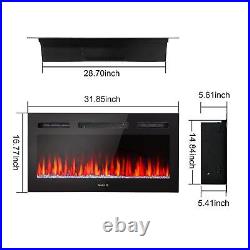 31Inches Electric Fireplace Insert With Remote Control, Adjule Flame Brightness