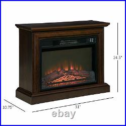 31 Electric Fireplace Mantel Realistic Log Heater Insert with Remote, 1400W, Brown