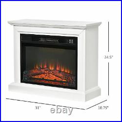 31 Electric Fireplace Mantel Realistic Log Heater Insert with Remote, 1400W, White