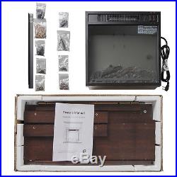 32 Electric Fireplace Insert Brown Floral Mantel Firebox Flame Heater with Logs