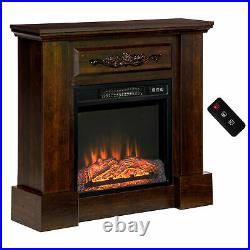 32 Electric Fireplace Mantel TV Stand Log Heater Insert with Remote, 1400W, Brown