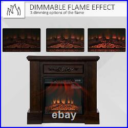 32 Electric Fireplace Mantel TV Stand Log Heater Insert with Remote, 1400W, Brown