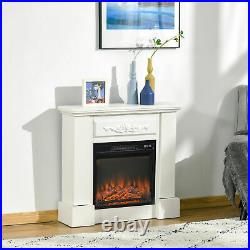 32 Electric Fireplace Mantel TV Stand Log Heater Insert with Remote, 1400W, White