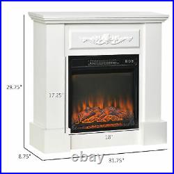 32 Electric Fireplace Mantel TV Stand Log Heater Insert with Remote, 1400W, White